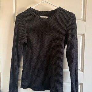 Everlane Black Ribbed Long Sleeve Tee